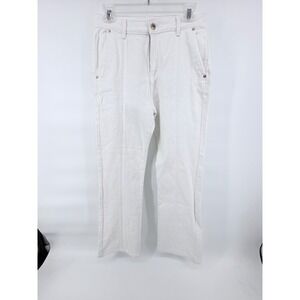 Michael Kors White Front Seam Straight Leg Denim Jeans Pants Womens Size 6 Gold